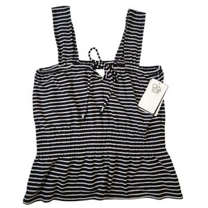 Chaser Black White Striped Knit Tank Size L